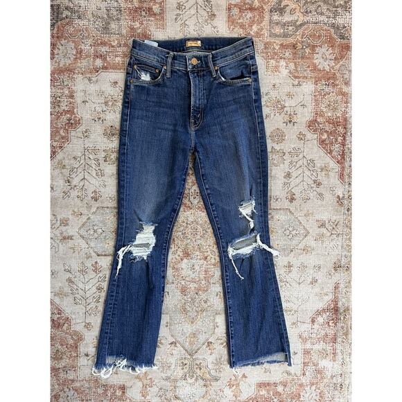 MOTHER Denim - Mother Insider Crop Step Fray Wicked Wildflower Denim Jeans Distressed Size 24